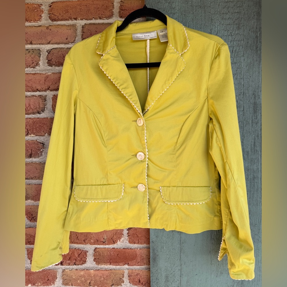 Vintage Susan Bristol with scalloped detail chartreuse Blazer Jacket